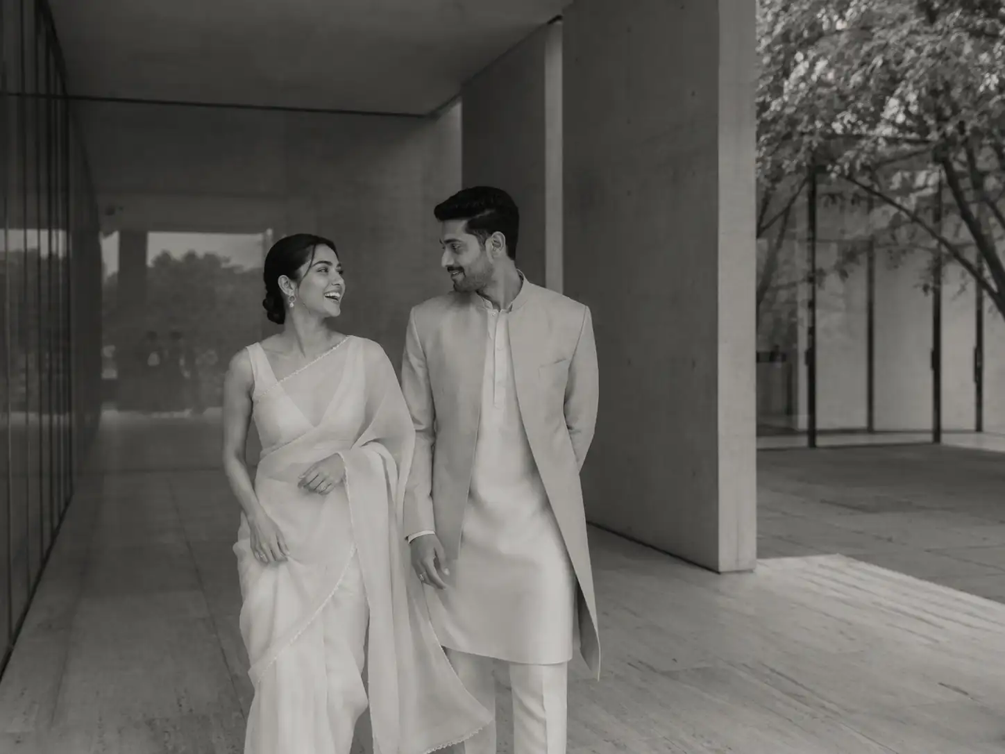 Couple laughing during their portrait session