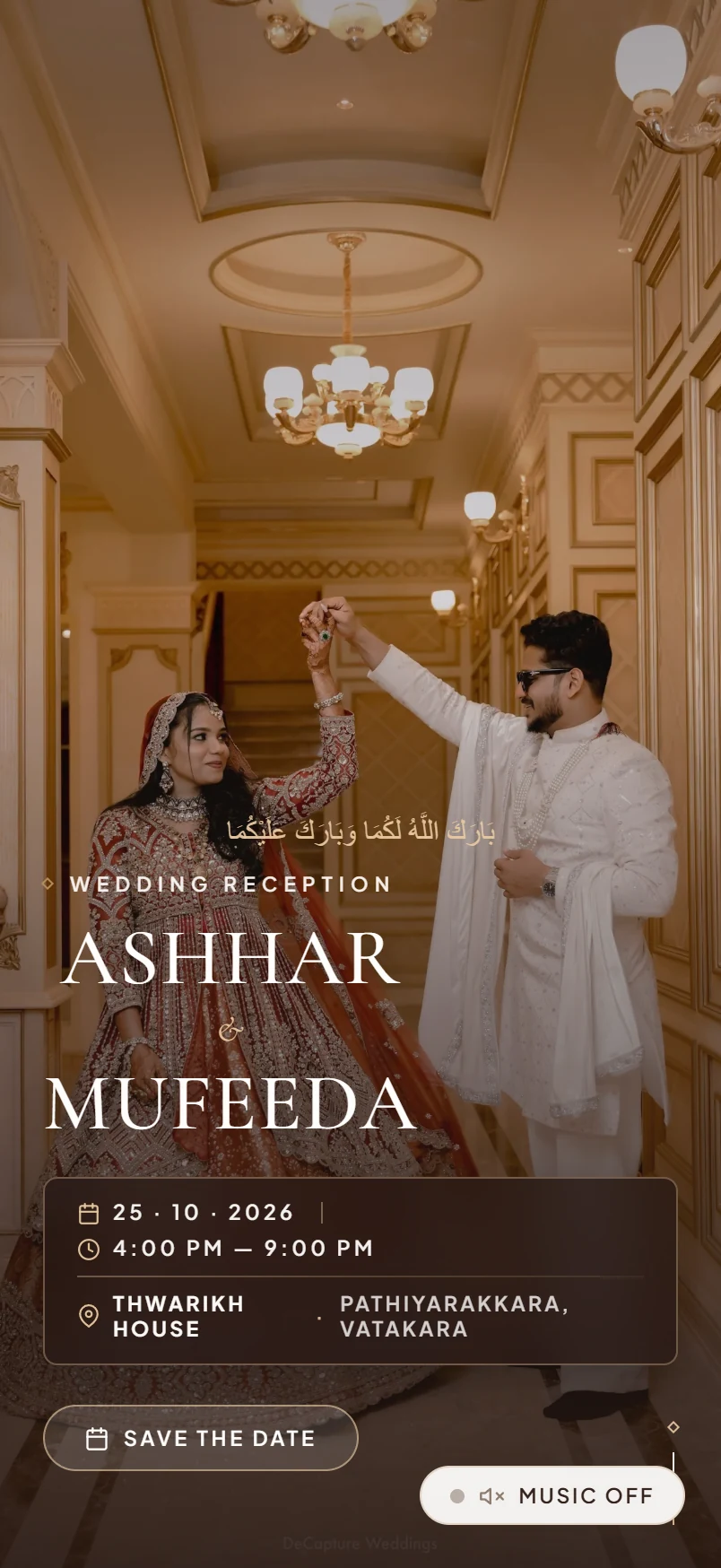 Ashhar & Mufeeda live wedding website mobile hero preview