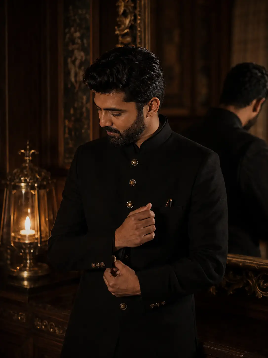 Groom in heritage corridor